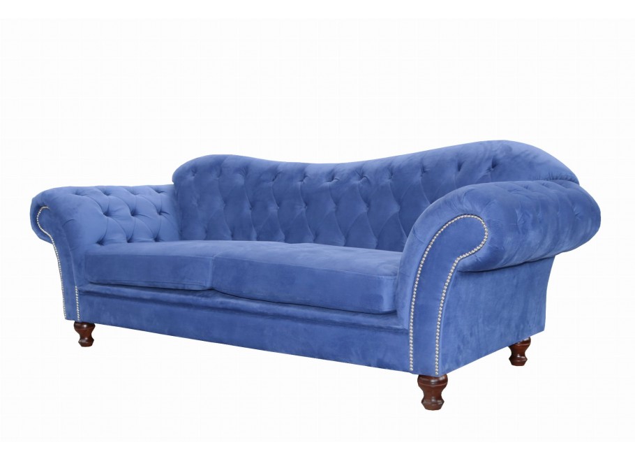 Kobaltowa sofa Chesterfield pikowana PARIS trzyosobowa z funkcją spania - Amore 15