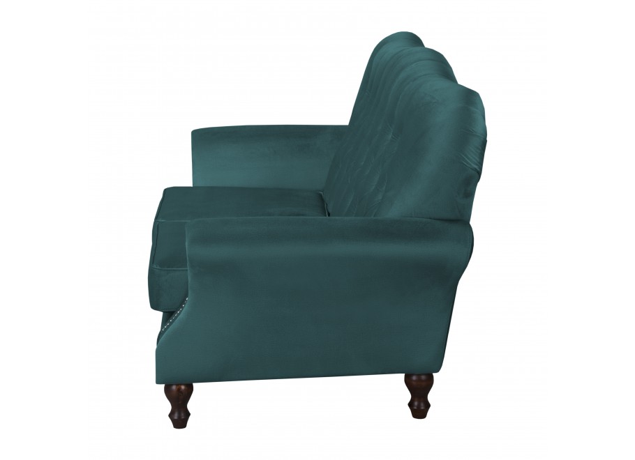 Stylowa sofa pikowana BOGOTA – butelkowa zieleń, klasyczny Chesterfield 3