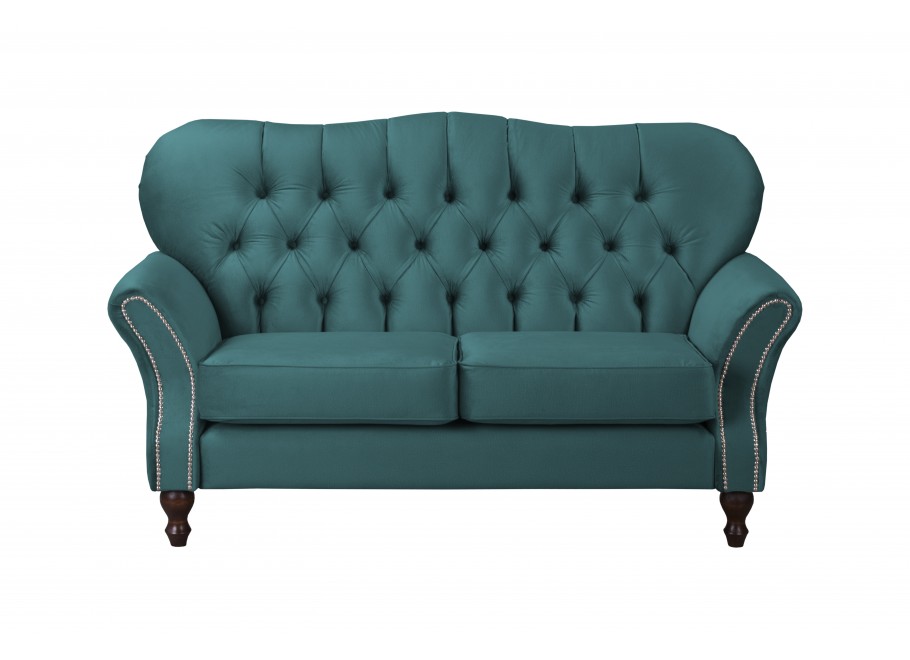 Stylowa sofa pikowana BOGOTA – butelkowa zieleń, klasyczny Chesterfield