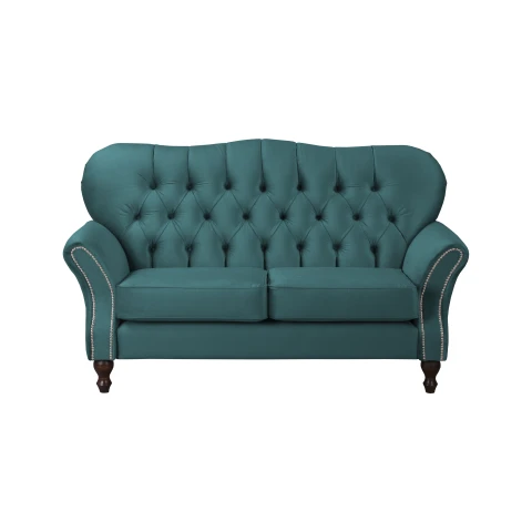 Stylowa sofa pikowana BOGOTA – butelkowa zieleń, klasyczny Chesterfield
