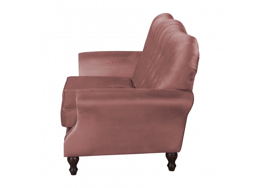 Pikowana sofa dwuosobowa Chesterfield BOGOTA – pudrowy róż, glamour styl 7