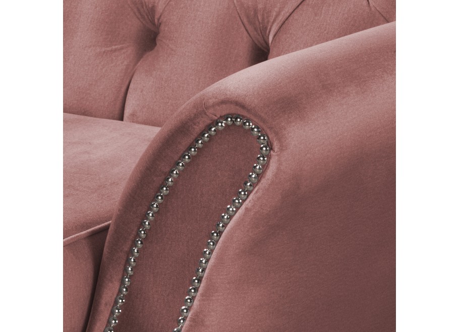 Pikowana sofa dwuosobowa Chesterfield BOGOTA – pudrowy róż, glamour styl 3