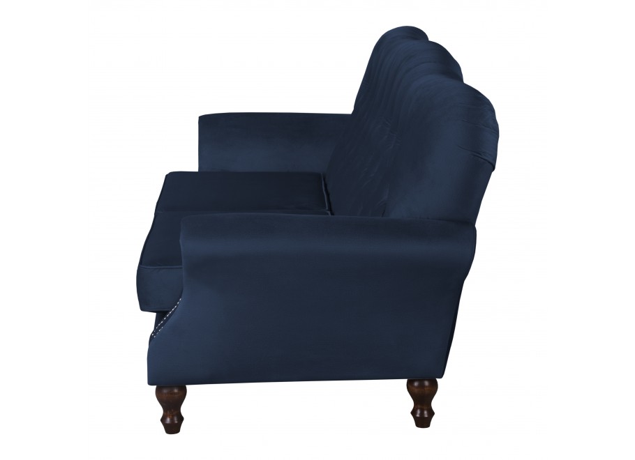 Sofa dwuosobowa Chesterfield BOGOTA – granatowa, pikowana, glamour 5