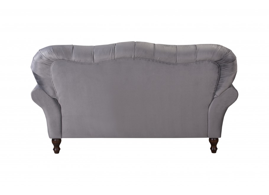 Szara sofa dwuosobowa BOGOTA – wygodna, klasyczna, z pikowaniem Chesterfield 7