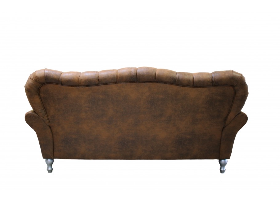 Brązowa sofa Chesterfield – klasyczna BOGOTA z ekoskóry, idealna do wnętrz vintage 5