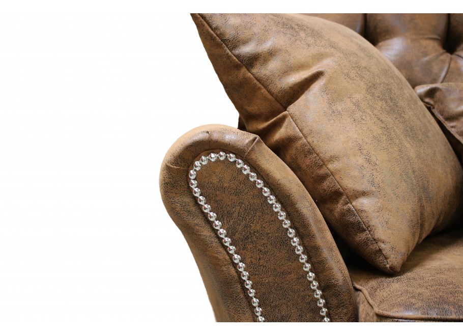 Brązowa sofa Chesterfield – klasyczna BOGOTA z ekoskóry, idealna do wnętrz vintage 3