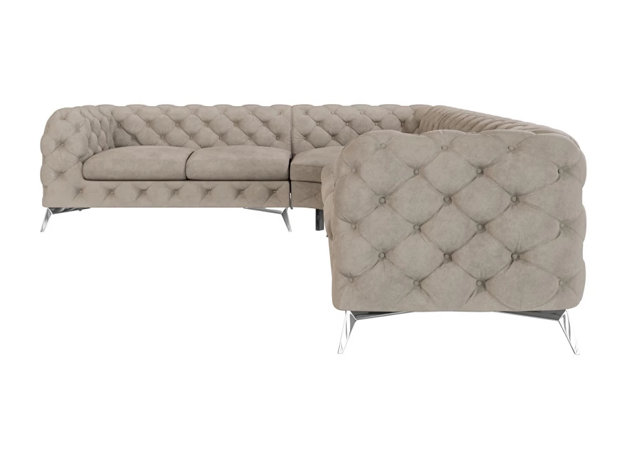 Narożnik sześcioosobowy pikowany glamour Chesterfield TEO 2+E+3