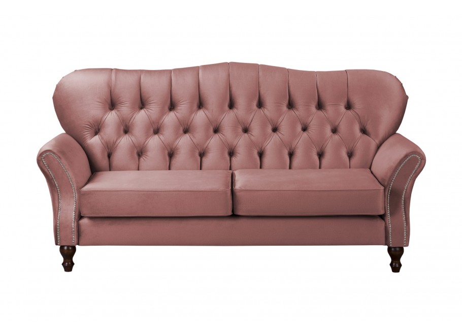Sofa trzyosobowa BOGOTA pudrowy róż – pikowana, stylowa i komfortowa - Monolith 63