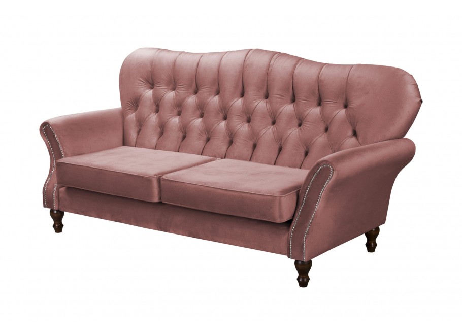 Sofa trzyosobowa BOGOTA pudrowy róż – pikowana, stylowa i komfortowa - Monolith 63