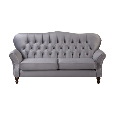 Pikowana sofa Chesterfield BOGOTA w kolorze szarym - elegancka i wygodna