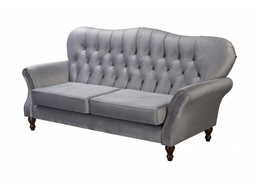 Pikowana sofa Chesterfield BOGOTA w kolorze szarym - elegancka i wygodna 2