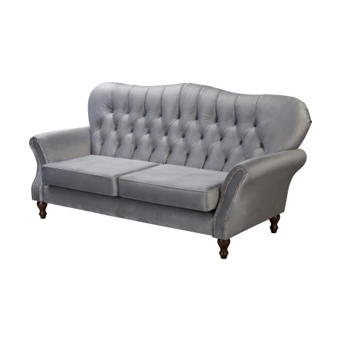 Pikowana sofa Chesterfield BOGOTA w kolorze szarym - elegancka i wygodna