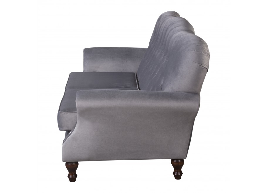 Pikowana sofa Chesterfield BOGOTA w kolorze szarym - elegancka i wygodna 5