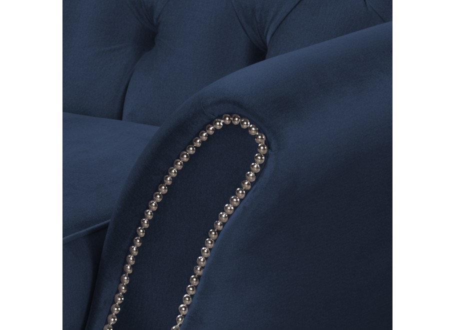 Sofa trzyosobowa BOGOTA pikowana w kolorze granatowym – styl Chesterfield 3