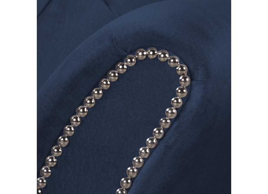 Sofa trzyosobowa BOGOTA pikowana w kolorze granatowym – styl Chesterfield 5