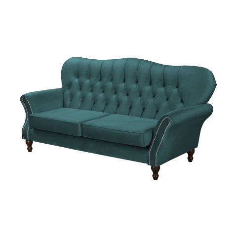 Zielona sofa trzyosobowa BOGOTA – elegancka i wygodna w stylu Chesterfield