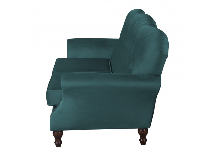 Zielona sofa trzyosobowa BOGOTA – elegancka i wygodna w stylu Chesterfield 5