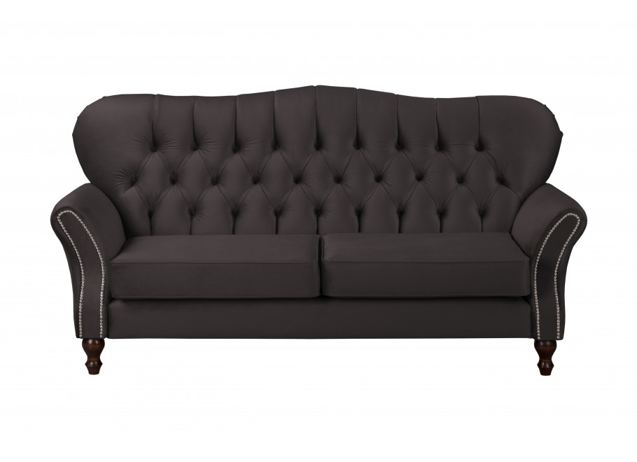 Sofa trzyosobowa pikowana BOGOTA ciemnoszara – stylowy mebel do salonu