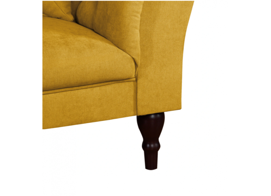 Pikowana sofa trzyosobowa PORTO w kolorze żółtym Chesterfield 4