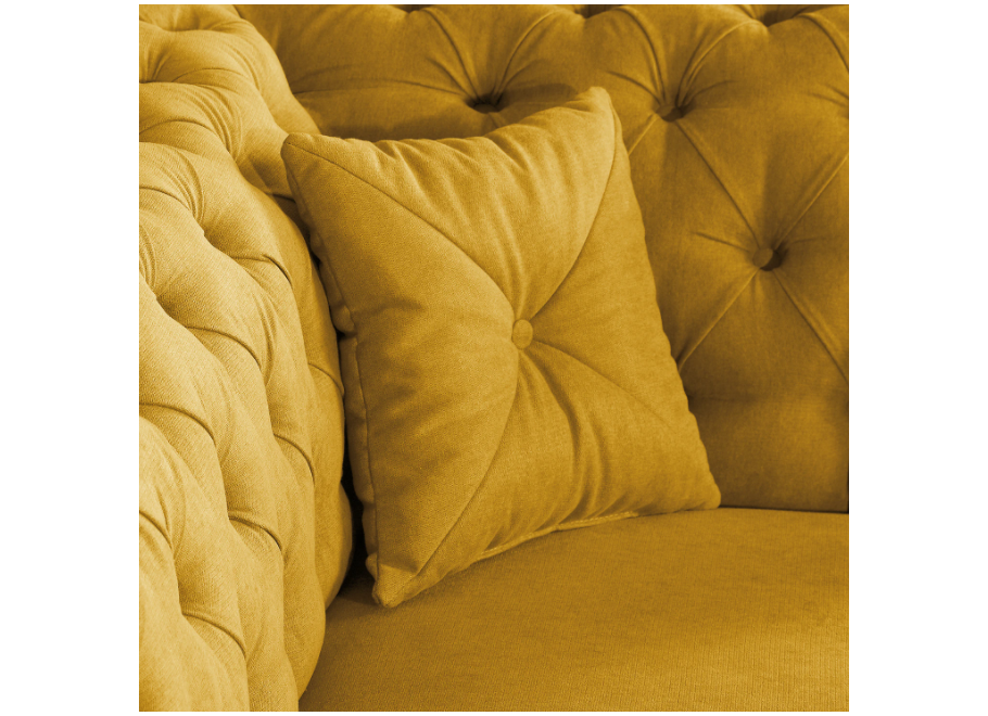 Pikowana sofa trzyosobowa PORTO w kolorze żółtym Chesterfield 5