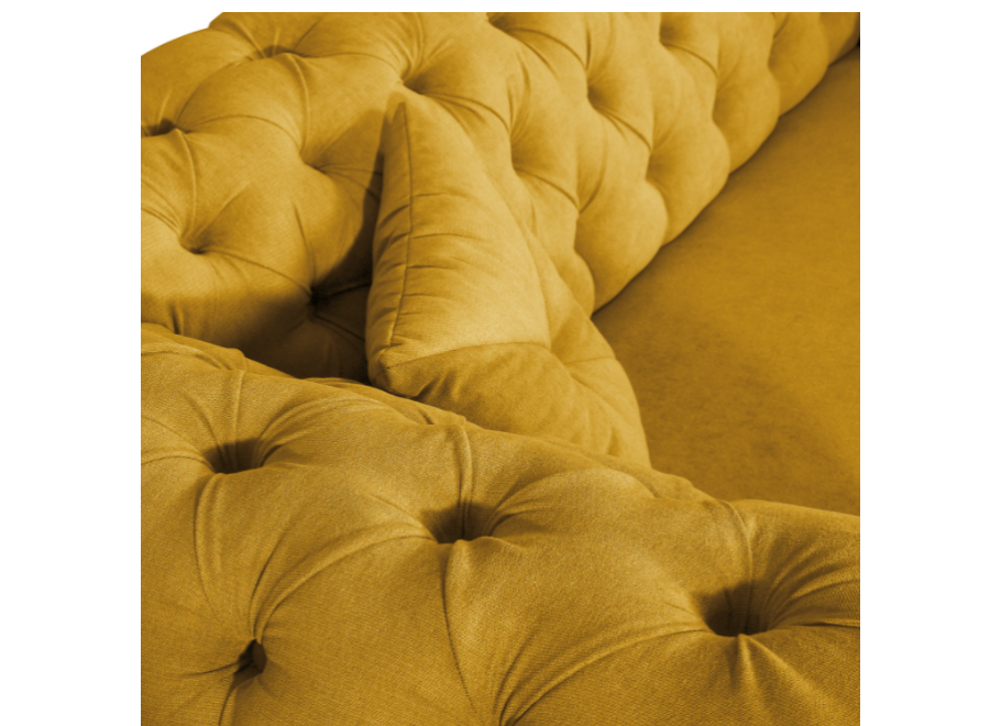 Pikowana sofa trzyosobowa PORTO w kolorze żółtym Chesterfield 3