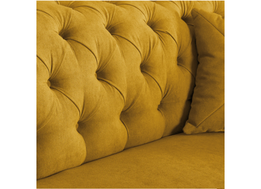 Pikowana sofa trzyosobowa PORTO w kolorze żółtym Chesterfield 7