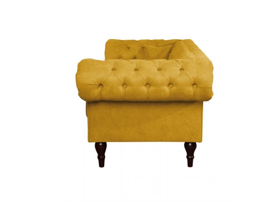 Pikowana sofa trzyosobowa PORTO w kolorze żółtym Chesterfield 6
