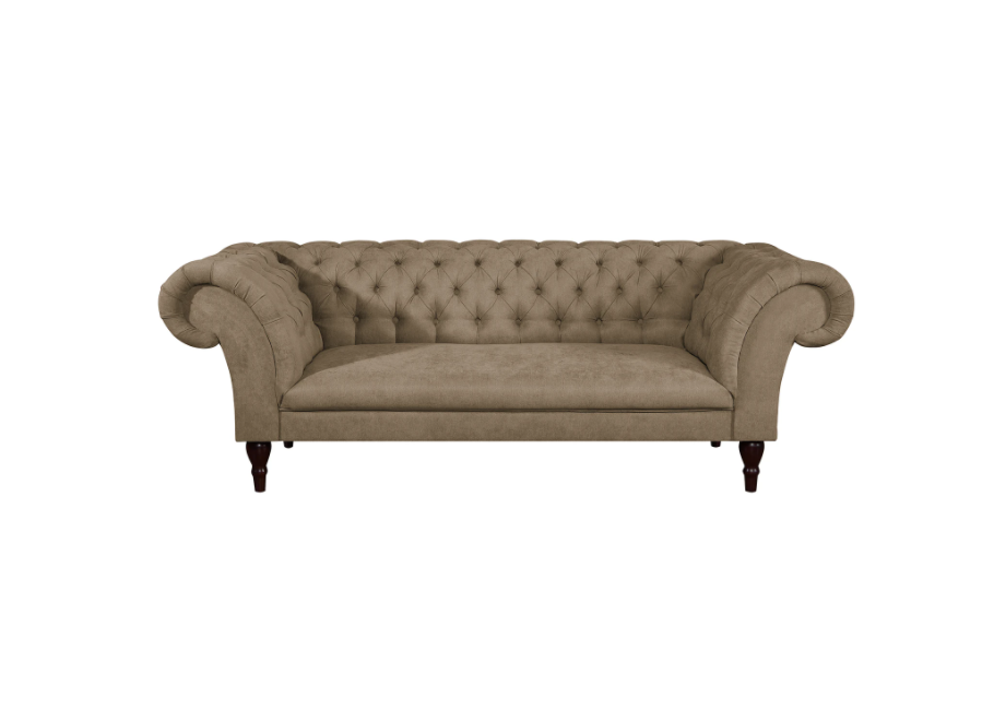 Beżowa sofa 3-osobowa PORTO – pikowana, wygodna, w stylu Chesterfield 3