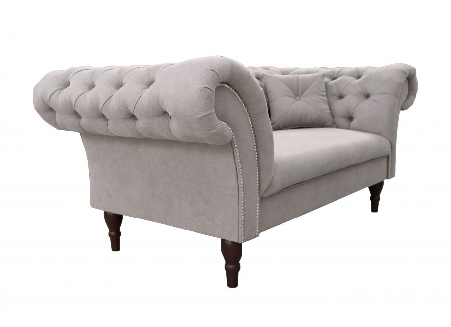 Sofa jasnoszara Chesterfield PORTO – elegancka, trzyosobowa 2