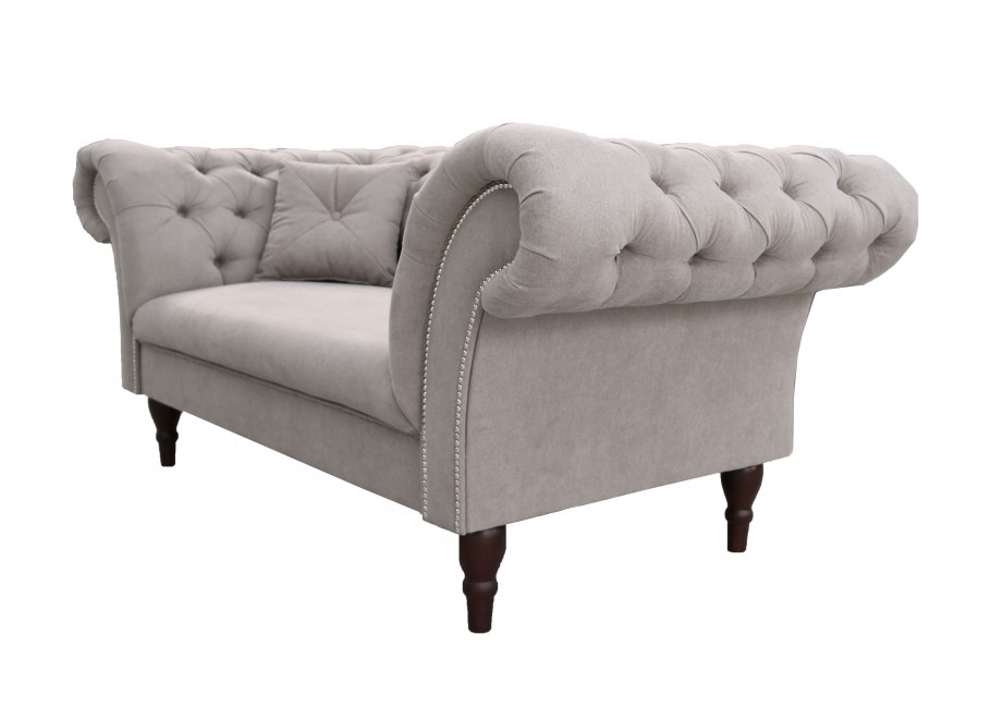 Sofa jasnoszara Chesterfield PORTO – elegancka, trzyosobowa 5