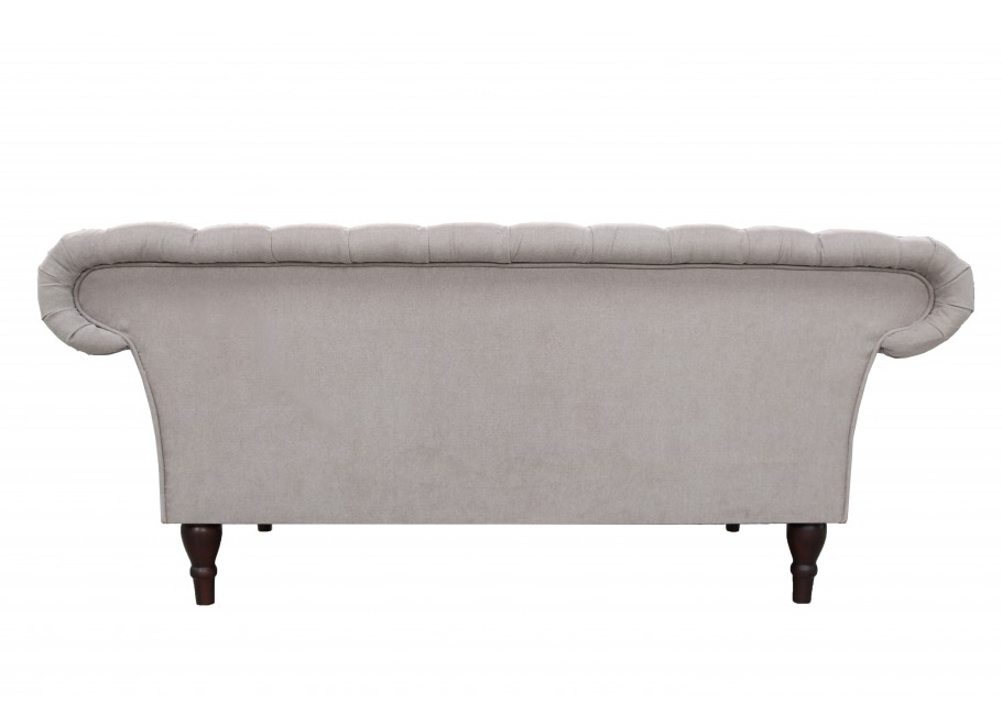 Sofa jasnoszara Chesterfield PORTO – elegancka, trzyosobowa 4