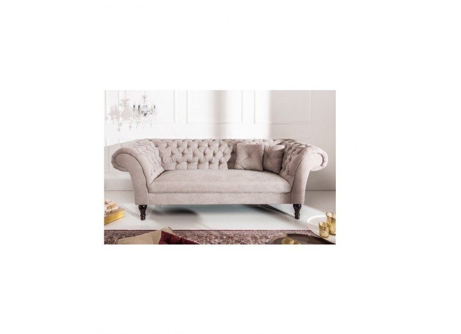 Szara sofa trzyosobowa Chesterfield PORTO – elegancka i wygodna do salonu 5