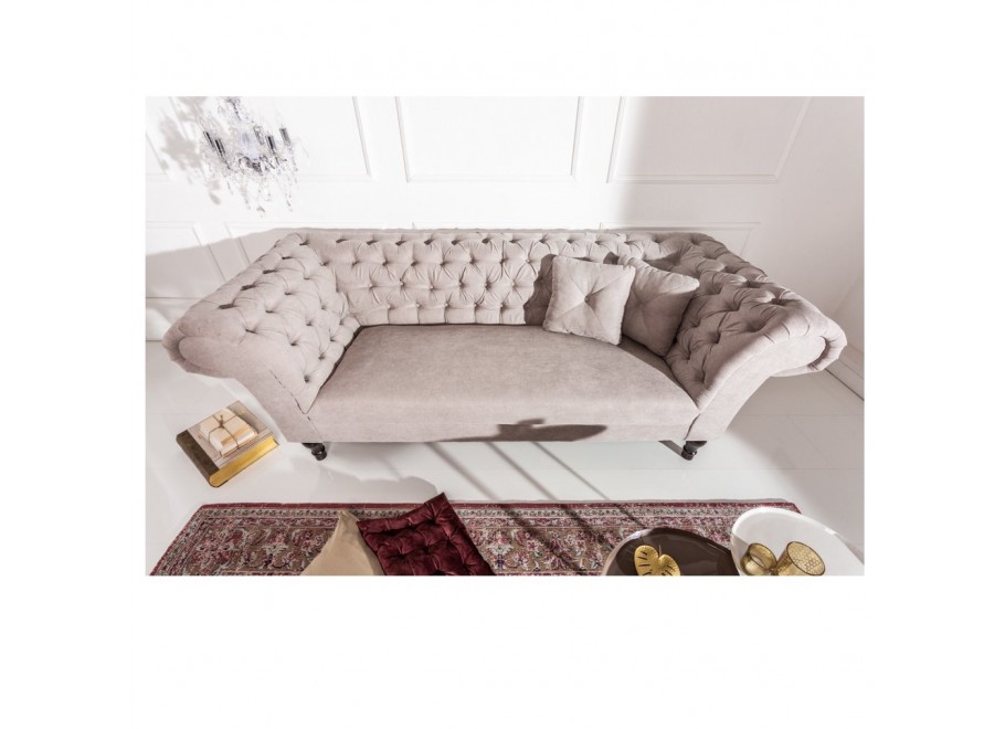 Szara sofa trzyosobowa Chesterfield PORTO – elegancka i wygodna do salonu 4