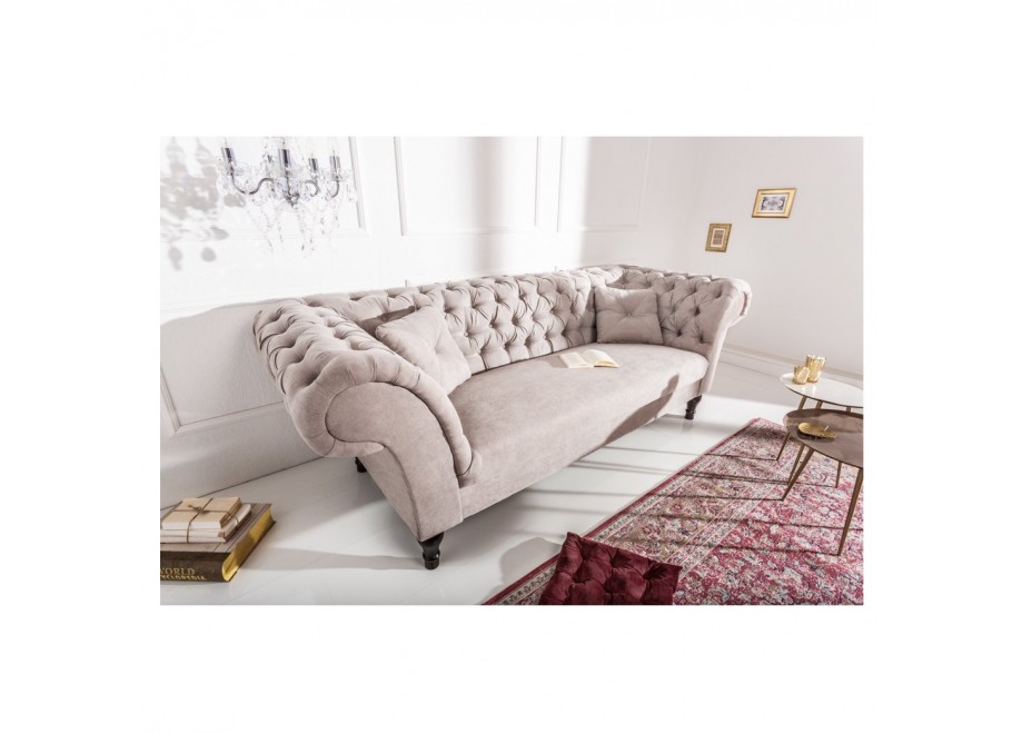 Szara sofa trzyosobowa Chesterfield PORTO – elegancka i wygodna do salonu 3