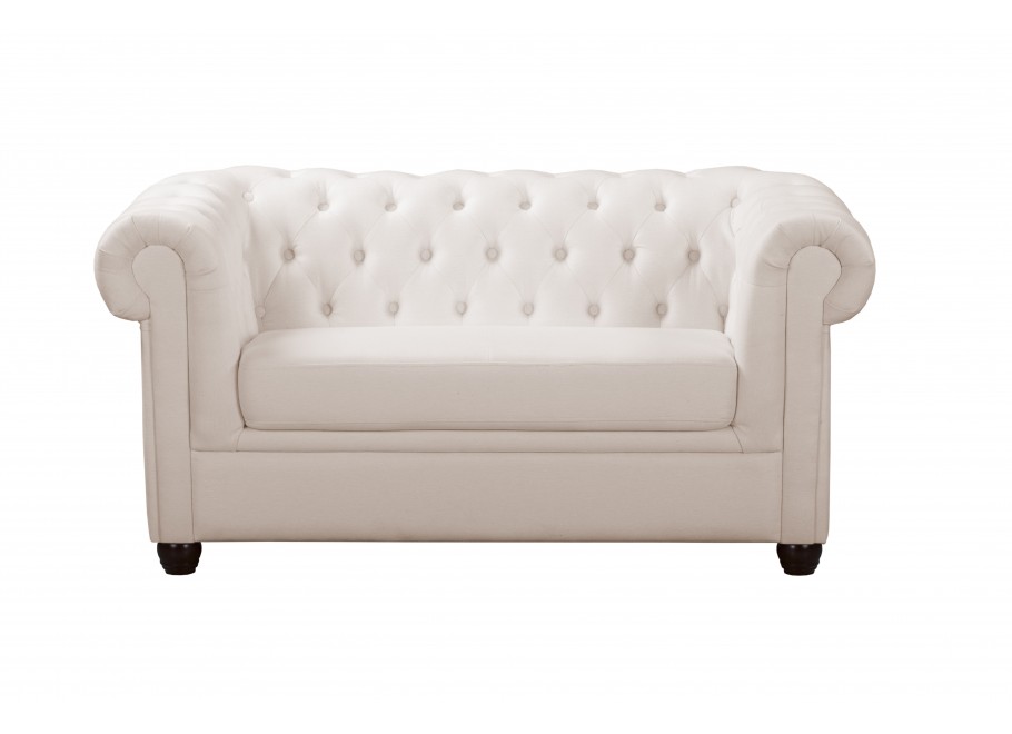 Kremowa mała sofa pikowana SYDNEY – klasyka Chesterfield do salonu