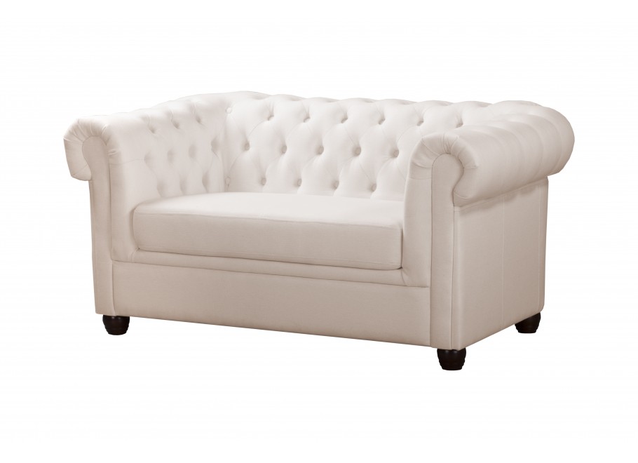 Kremowa mała sofa pikowana SYDNEY – klasyka Chesterfield do salonu 2