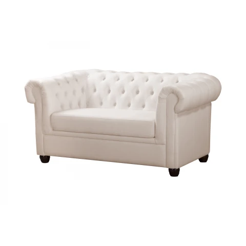 Kremowa mała sofa pikowana SYDNEY – klasyka Chesterfield do salonu