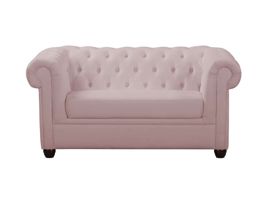 Sofa SYDNEY brudny róż – elegancka, pikowana, 2-osobowa Chesterfield
