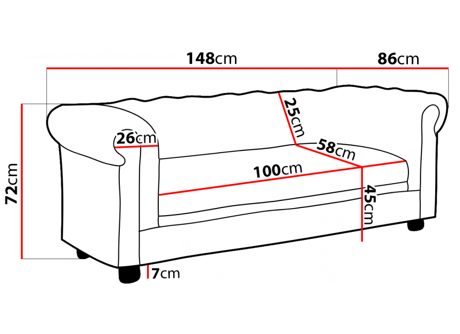 Sofa SYDNEY w kolorze popielatym – pikowana, klasyczna, dwuosobowa 11