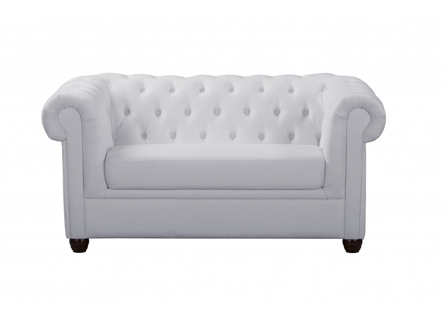 Sofa SYDNEY w kolorze popielatym – pikowana, klasyczna, dwuosobowa