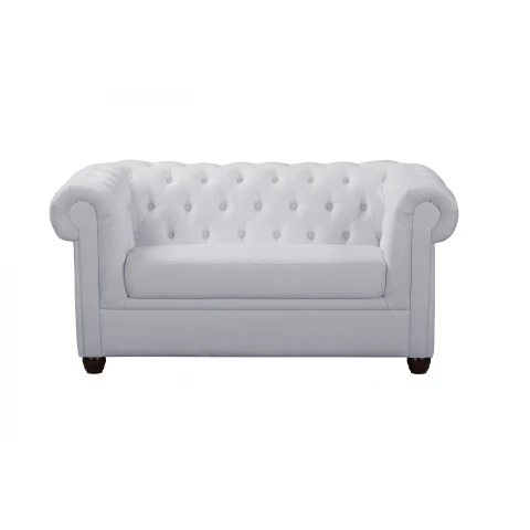 Sofa SYDNEY w kolorze popielatym – pikowana, klasyczna, dwuosobowa