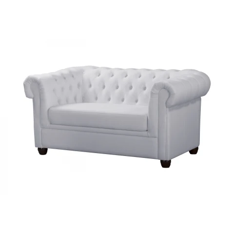 Sofa SYDNEY w kolorze popielatym – pikowana, klasyczna, dwuosobowa