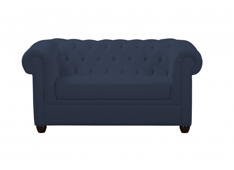 Granatowa sofa pikowana Chesterfield SYDNEY – elegancka i kompaktowa