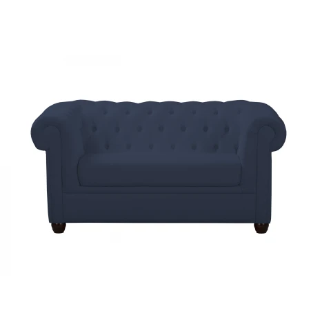 Granatowa sofa pikowana Chesterfield SYDNEY – elegancka i kompaktowa