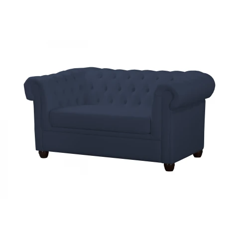 Granatowa sofa pikowana Chesterfield SYDNEY – elegancka i kompaktowa