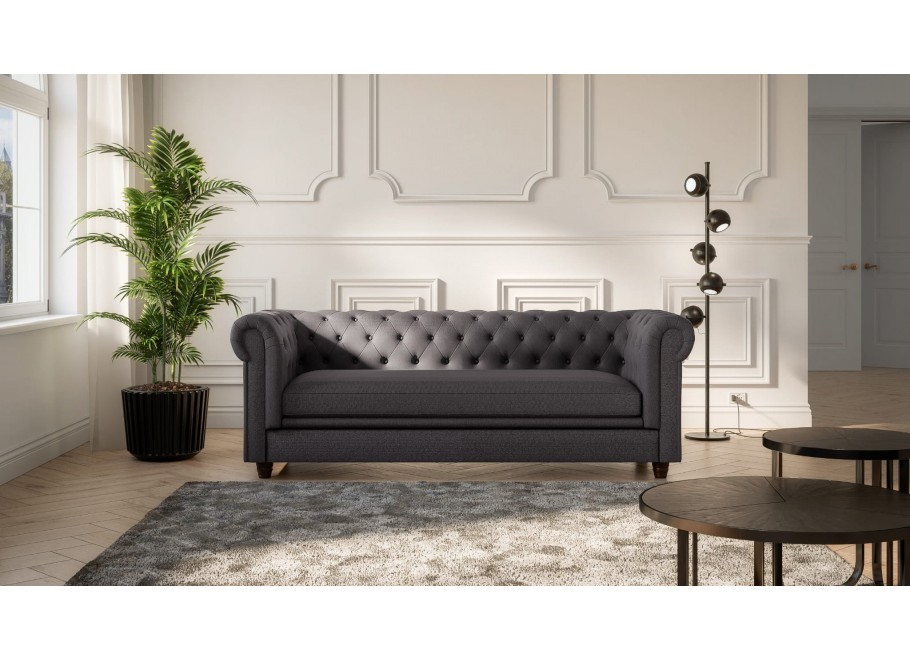 Ciemnoszara sofa pikowana SYDNEY – elegancja i komfort w stylu Chesterfield - Vogue 15