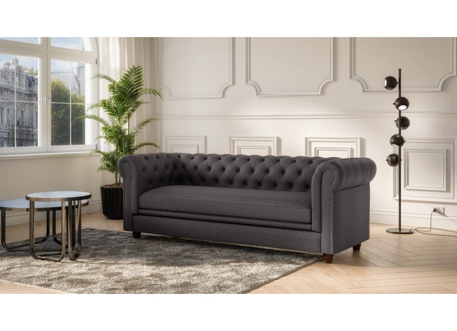 Ciemnoszara sofa pikowana SYDNEY – elegancja i komfort w stylu Chesterfield - Vogue 15