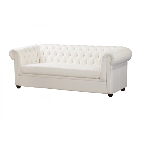Sofa Chesterfield SYDNEY kremowa – 3-osobowa, elegancka i pikowana