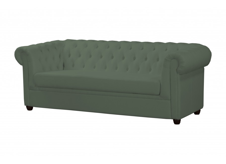 Chesterfield SYDNEY w kolorze zielonym – pikowana sofa trzyosobowa