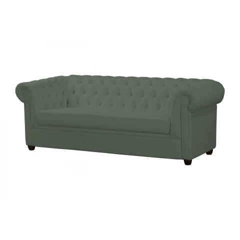 Chesterfield SYDNEY w kolorze zielonym – pikowana sofa trzyosobowa